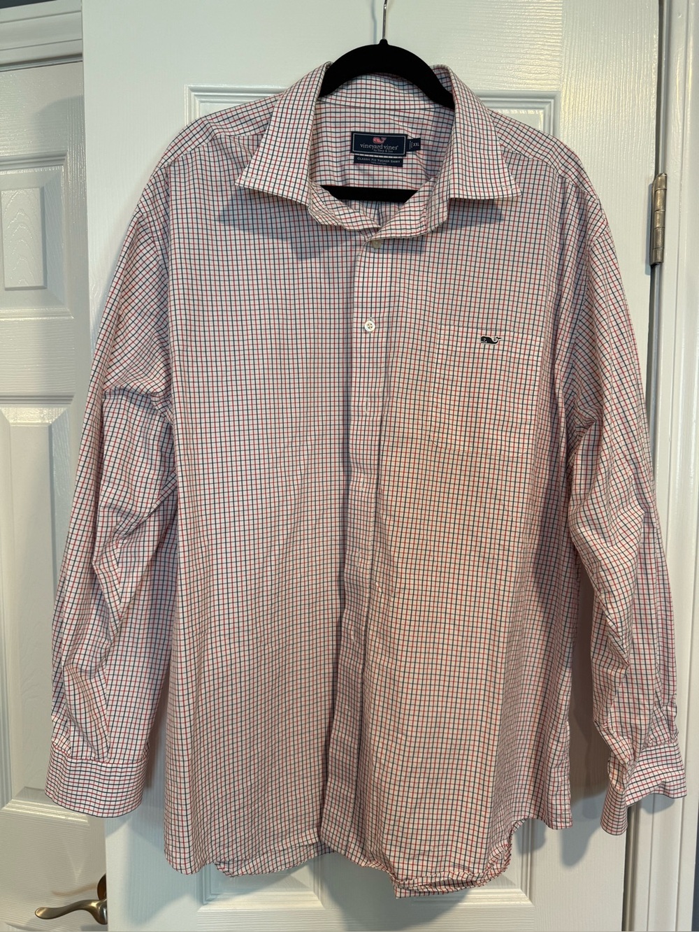 EUC Vineyard Vines Red and Blue Micro-Check Button-Down Shirt